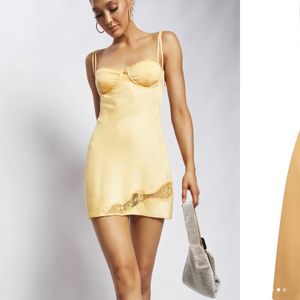 Yellow Satin Mini Dress